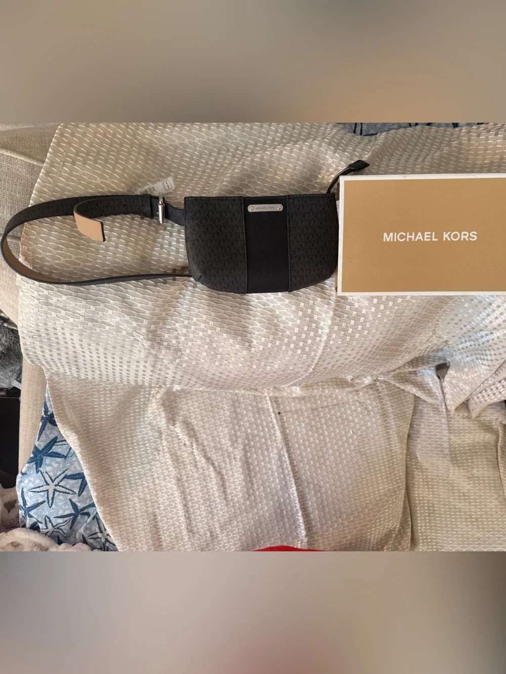 Michael Kors Black Belt Bag with Silver Hardware